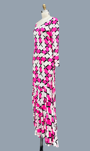 VALDITEVERE Vintage 70s Italian Maxi Dress • Medium