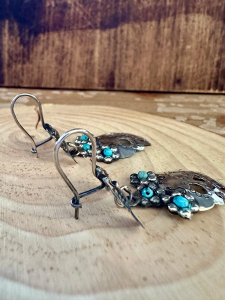MEXICAN LOVEBIRD CALAVERA Turquoise & Sterling Silver Earrings