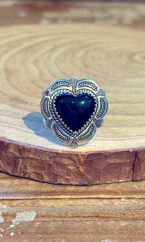 HEART OF ONYX Ring • Sz. 6 1/4