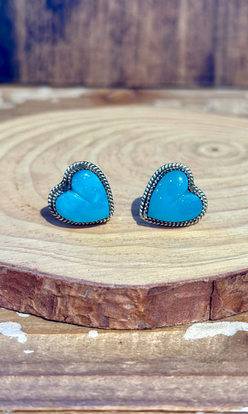 L. ARCHULETA TURQUOISE HEART Stud Earrings