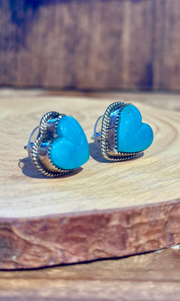 L. ARCHULETA TURQUOISE HEART Stud Earrings