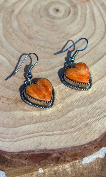 L. ARCHULETA HEARTS Spiny Oyster Earrings