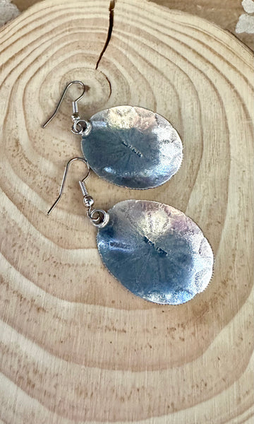 FLOWER MEDALLION Sterling Silver and Turquoise Dangle Earrings
