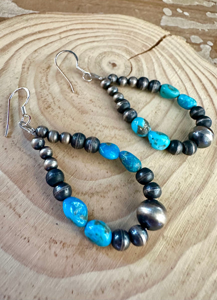DINE'H NATIVE ARTS Turquoise Sterling Silver Earrings