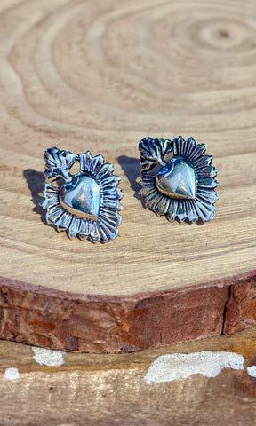 SACRED HEARTS Sterling Silver Stud Earrings