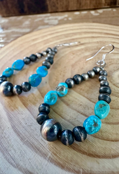 DINE'H NATIVE ARTS Turquoise Sterling Silver Earrings
