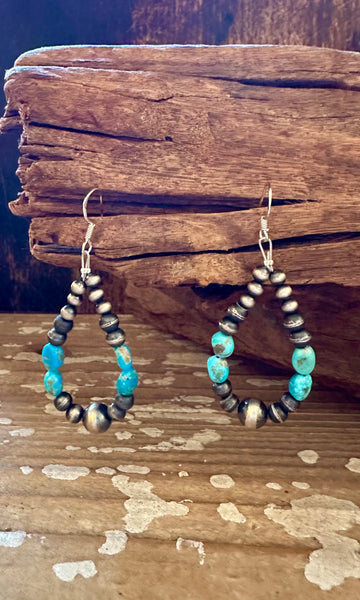 DINE'H NATIVE ARTS Turquoise Sterling Silver Earrings