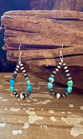 DINE'H NATIVE ARTS Turquoise Sterling Silver Earrings