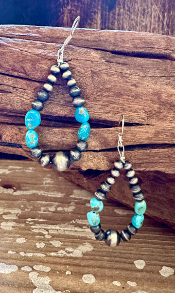 DINE'H NATIVE ARTS Turquoise Sterling Silver Earrings