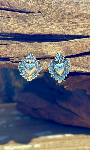 SACRED HEARTS Sterling Silver Stud Earrings