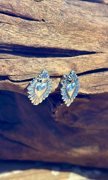 SACRED HEARTS Sterling Silver Stud Earrings