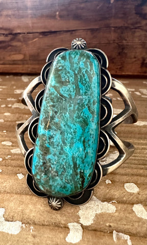 BEAMING BLUE Sterling Silver & Turquoise Navajo Cuff, Chimney Butte 88g Bracelet