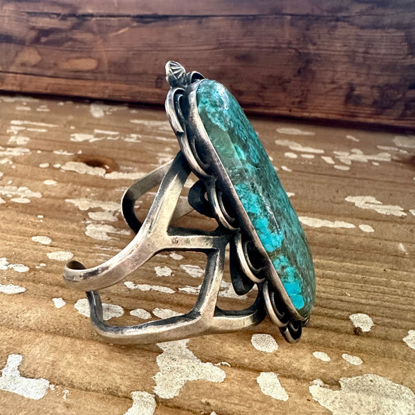 BEAMING BLUE Sterling Silver & Turquoise Navajo Cuff, Chimney Butte 88g Bracelet