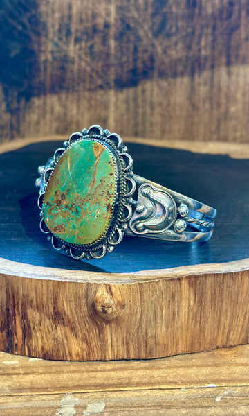 L. ARCHULETA NAVAJO Royston Turquoise & Silver Moon Cuff