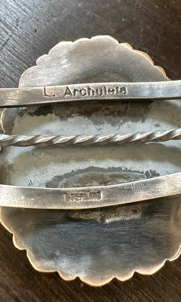 L. ARCHULETA NAVAJO Royston Turquoise & Silver Moon Cuff