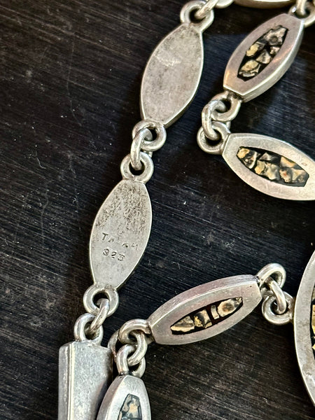 MEXICAN MEDALLION Handmade Sterling Silver & Inlayed Jasper Stone Necklace Pendant • 134g
