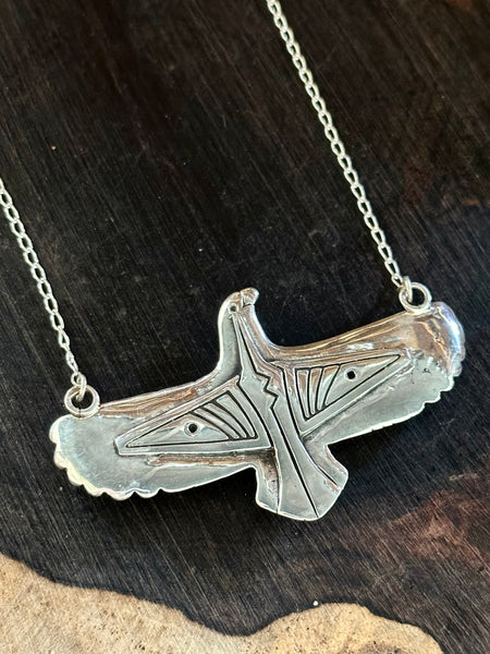 THUNDERBIRD INLAY Whitehorse Inlay Handmade Sterling Silver & Multi-Stone Inlay Necklace Pendant
