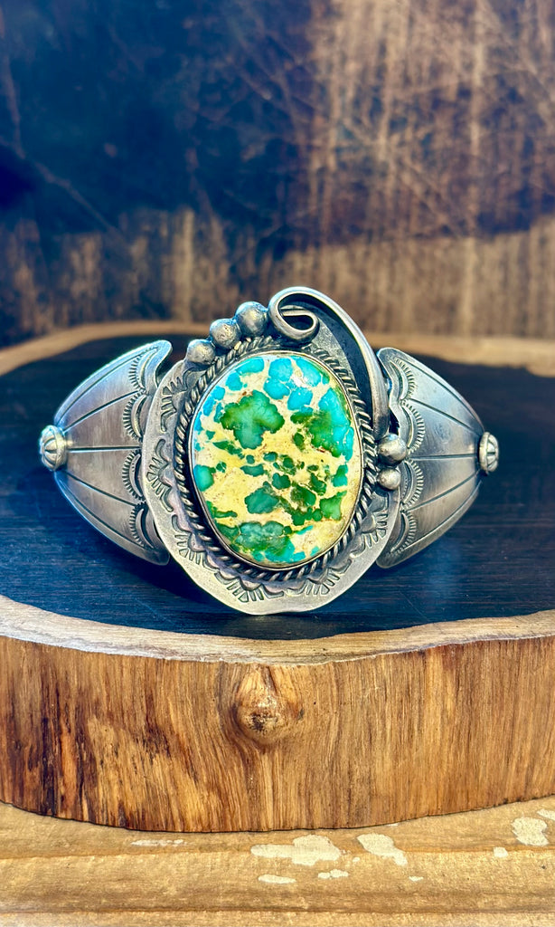 D.S NAVAJO Sonoran Gold Turquoise & Silver Cuff