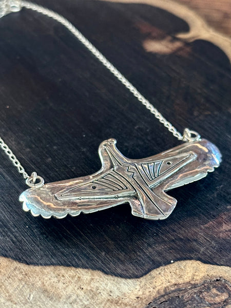 THUNDERBIRD INLAY Whitehorse Inlay Handmade Sterling Silver & Multi-Stone Inlay Necklace Pendant