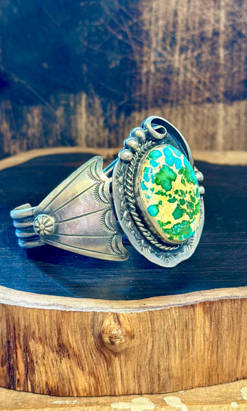D.S NAVAJO Sonoran Gold Turquoise & Silver Cuff