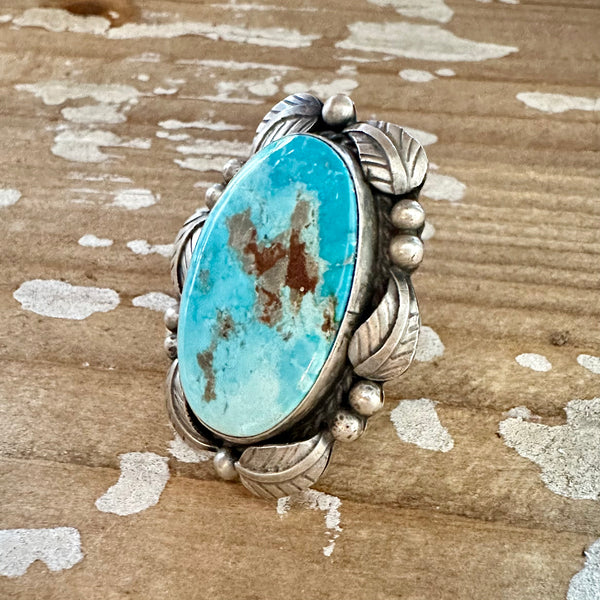 BETTA LEE Large Navajo Royston Turquoise and Sterling Silver Ring • Size 6