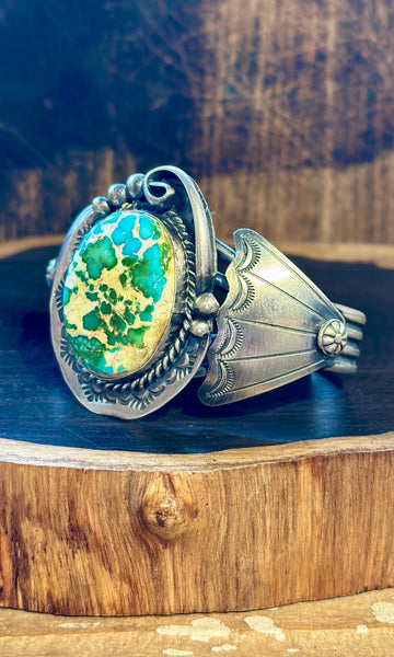 D.S NAVAJO Sonoran Gold Turquoise & Silver Cuff