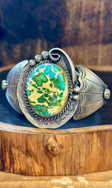 D.S NAVAJO Sonoran Gold Turquoise & Silver Cuff