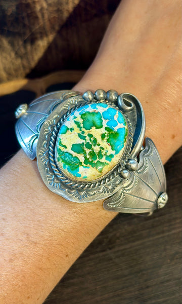 D.S NAVAJO Sonoran Gold Turquoise & Silver Cuff