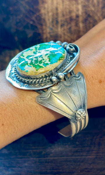 D.S NAVAJO Sonoran Gold Turquoise & Silver Cuff