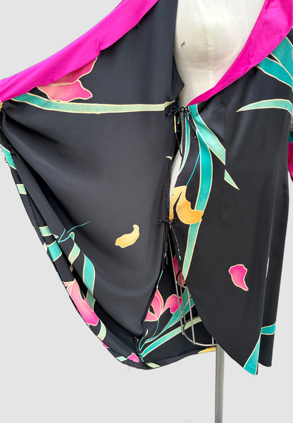 FLORA KUNG 80s Vintage Silk Wrap Dress • Small
