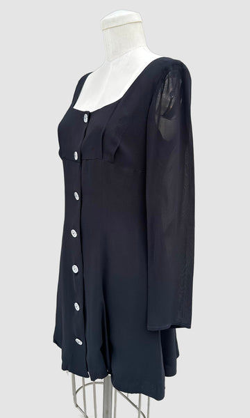 ANNA SUI 90s Vintage Little Black Dress • Small