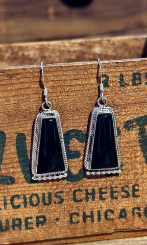 ONYX NIGHT Sterling Silver & Onyx Earrings Handcrafted Native Made