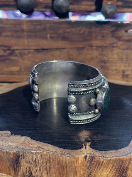 TURQUOISE TIDES Vintage Turquoise and Sterling Silver Cuff • 192g