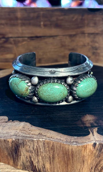 KEE MONTOYA Vintage Turquoise and Sterling Silver Cuff • 194g