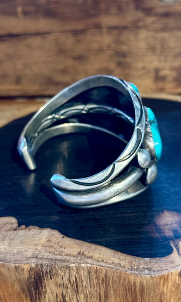 ORVILLE TSINNIE Vintage Turquoise and Sterling Silver Cuff • 138g