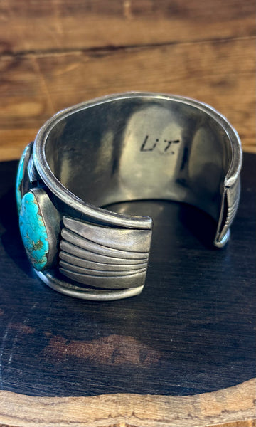 FOREVER TURQUOISE Vintage Sterling Silver Cuff • 102g