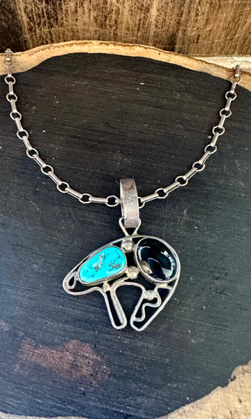 TURQUOISE BABY BEAR Onyx Necklace Pendant