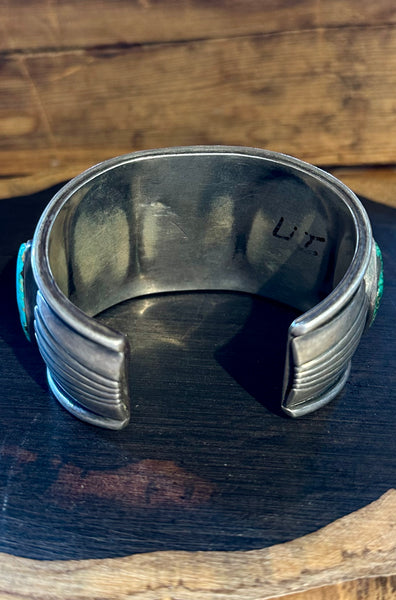 FOREVER TURQUOISE Vintage Sterling Silver Cuff • 102g