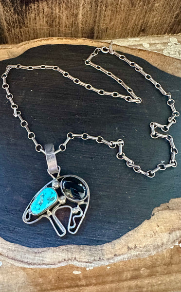 TURQUOISE BABY BEAR Onyx Necklace Pendant