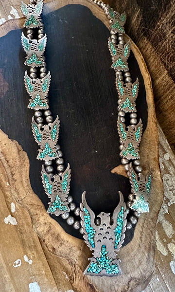 FALCON SQUASH BLOSSOM Vintage 1970s Necklace
