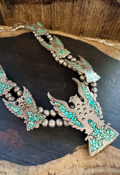 FALCON SQUASH BLOSSOM Vintage 1970s Necklace