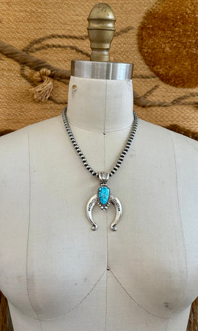NAVAJO TURQUOISE HORSEBEND Necklace Pendant