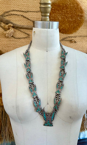 FALCON SQUASH BLOSSOM Vintage 1970s Necklace