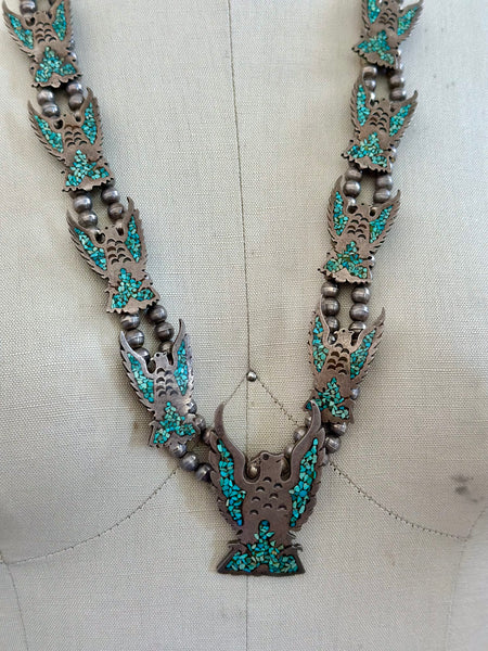 FALCON SQUASH BLOSSOM Vintage 1970s Necklace