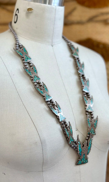 FALCON SQUASH BLOSSOM Vintage 1970s Necklace