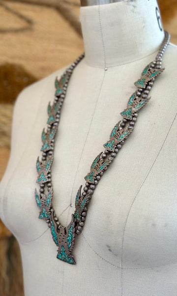 FALCON SQUASH BLOSSOM Vintage 1970s Necklace