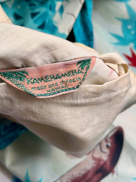 KAMEHAMEHA 50s Halter Hawaiian Koi Print Sun Dress • Small