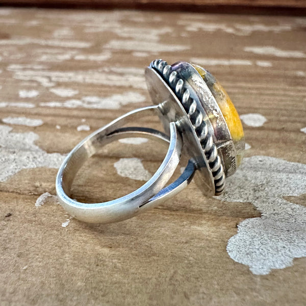 SCOTT SKEETS Navajo Bumblebee Jasper and Sterling Silver Ring • Size 9