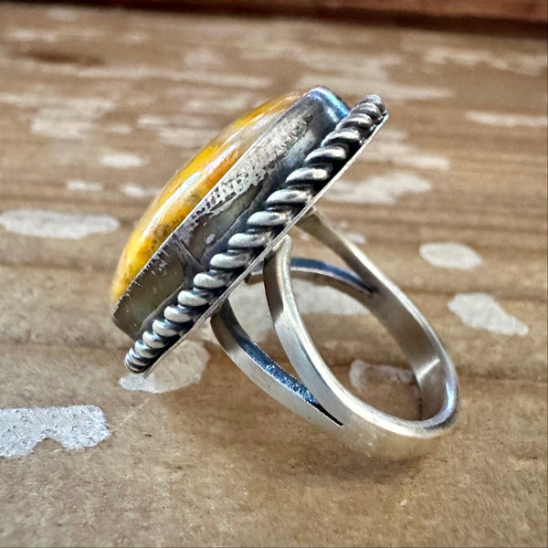 SCOTT SKEETS Navajo Bumblebee Jasper and Sterling Silver Ring • Size 6