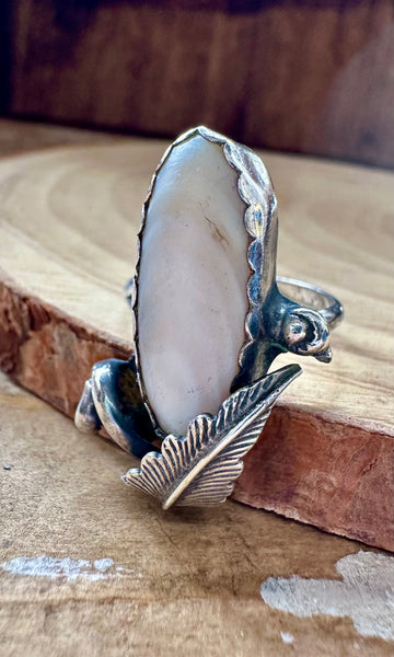 VINTAGE PEARL Sterling Silver Statement Ring • Size 6